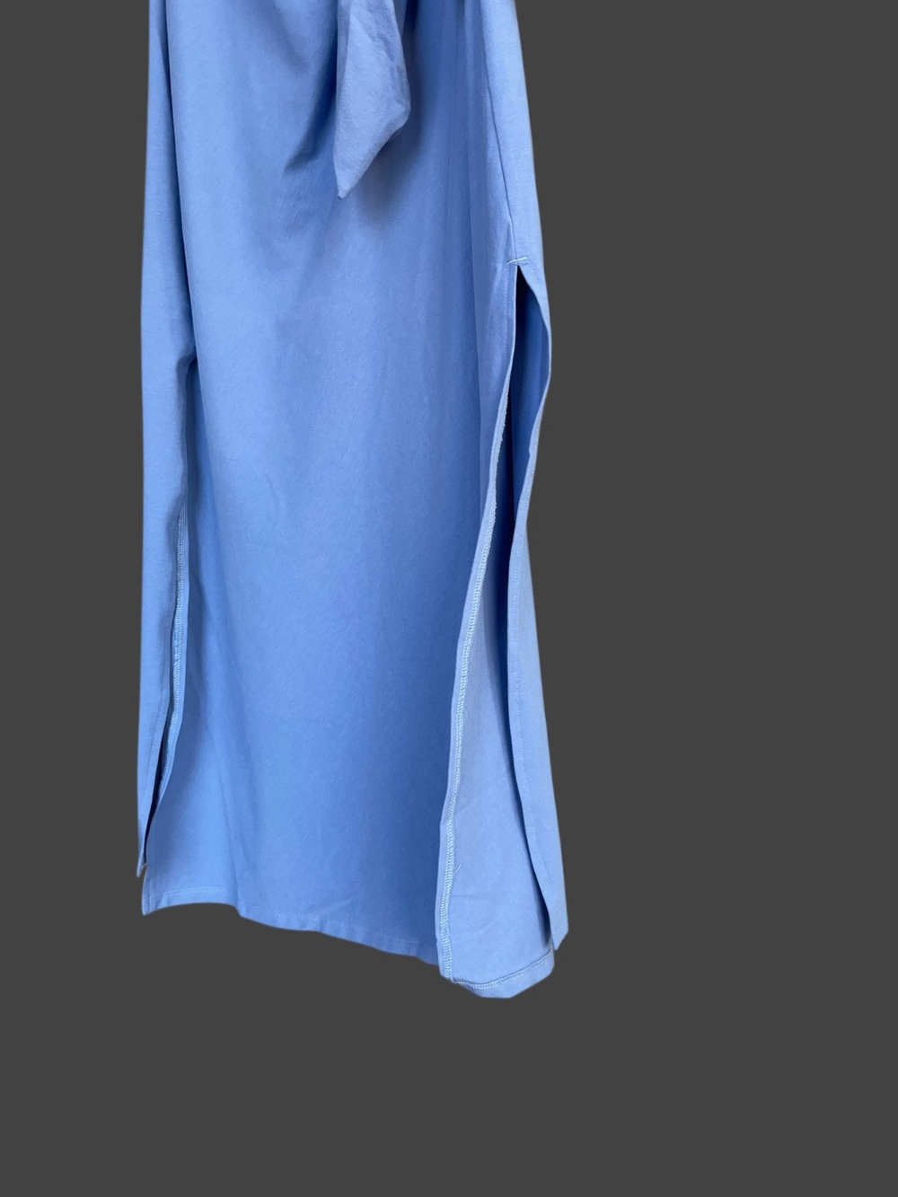 SEZANE NWT Blue Stretch Cotton Jersey Knot Tie Waist Pippa Maxi Dress - Picture 6 of 12